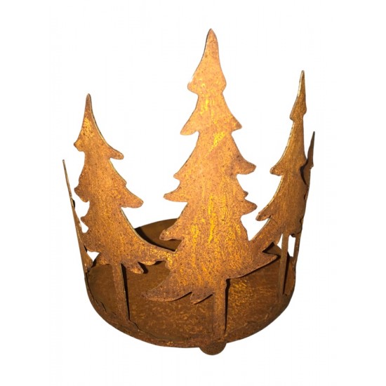 Weihnachtsdeko Kerzentablett mit 5 Tannen - groß - 30 cm hoch - Ø 25 cm - Tannentablett Schönes Tannentablett auf Kugeln bietet 