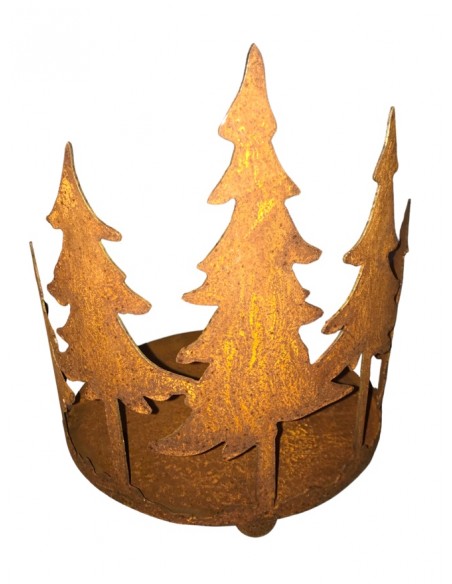 Weihnachtsdeko Kerzentablett mit 5 Tannen - groß - 30 cm hoch - Ø 25 cm - Tannentablett Schönes Tannentablett auf Kugeln bietet 