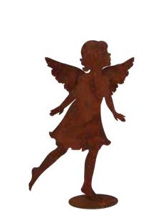 Putten Engel und Engelskinder (Putto) Gartenengel - Barbara - klein auf Standplatte - Gr. 1 Höhe 25 cm Edelrost Gartenengel "Bar