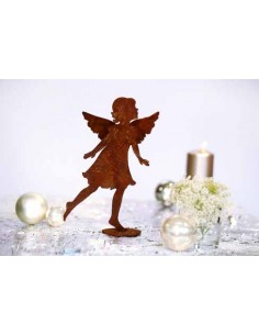 Putten Engel und Engelskinder (Putto) Gartenengel - Barbara - klein auf Standplatte - Gr. 1 Höhe 25 cm Edelrost Gartenengel "Bar 2