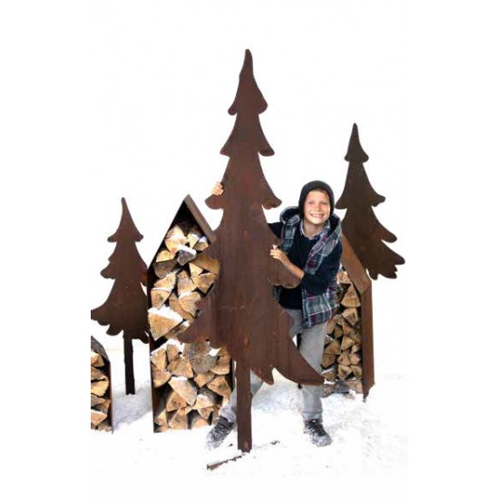 Kaminholzregale und Herzen Kaminholzregal Haus niedrig - Höhe 60 cm  Holzstapler 
Haus-Holzstapler aus 2 mm Stahl mit geschloss