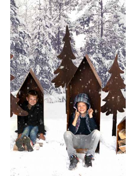 Kaminholzregale und Herzen Kaminholzregal Haus mittel - Höhe 90 cm  Holzstapler 
Haus-Holzstapler aus 2 mm Stahl mit geschlosse