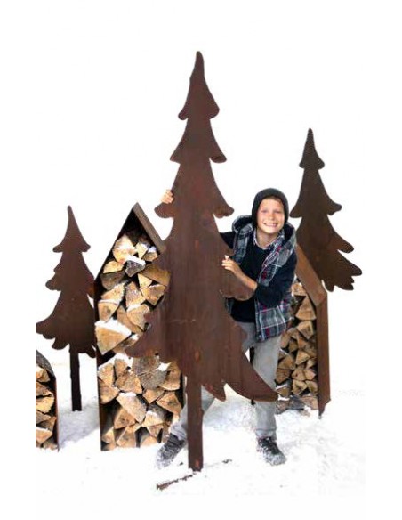 Kaminholzregale und Herzen Kaminholzregal Haus mittel - Höhe 90 cm  Holzstapler 
Haus-Holzstapler aus 2 mm Stahl mit geschlosse