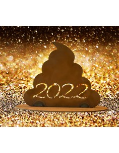 Deko Hunde Hundehäufchen 2022 - Corina - Breite 12 cm - auf Platte Deko Hundehäufchen aus Edelrost mit dem Jahr "2022" eingelase