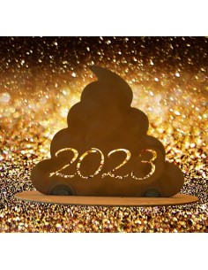 Deko Hunde Hundehäufchen 2023 - Corina - Breite 12 cm - Höhe 10 cm - auf Platte Hunde-Haufen aus Metall mit dem Jahr "2023" eing