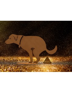 Deko Hunde Deko Hund Corina - 71 cm lang - inkl. Häufchen 2022 Die Hündin Corina macht ihr Geschäft, mit dem Jahr 2022 eingelase