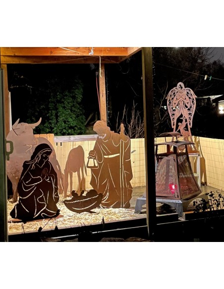 Weihnachtsdeko Josef auf Standplatte - Höhe 111 cm - Krippen Figur - Heilige Familie - massiv 3 mm Materialstärke Josef aus der 