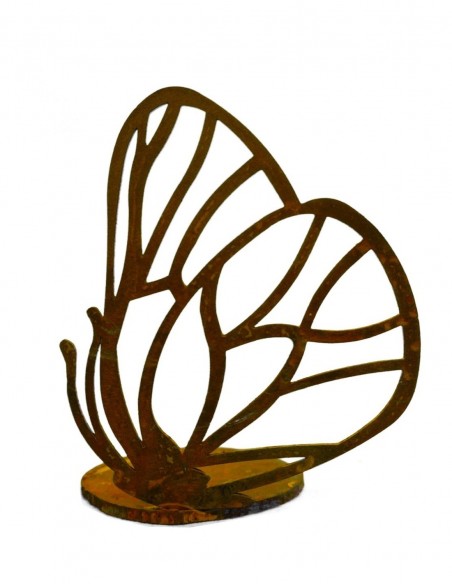 einzelner Schmetterling vorne an Platte geschweißt, Höhe 12 cm