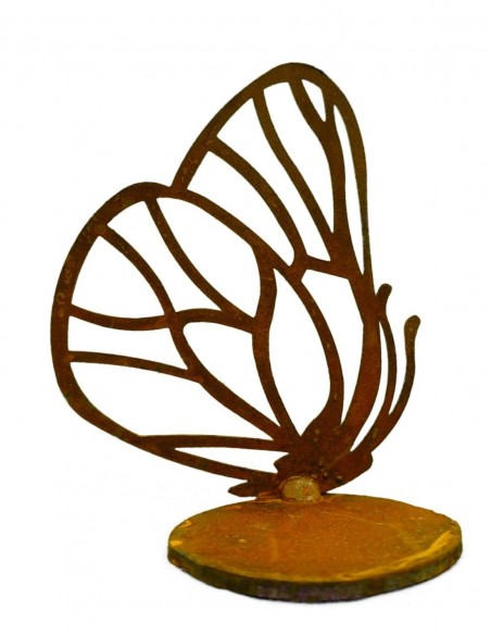 einzelner Schmetterling vorne an Platte geschweißt, Höhe 12 cm