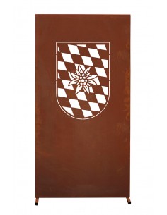Trennwand Metall mit Bayern-Wappen - Sichtschutzwand Höhe 180 cm