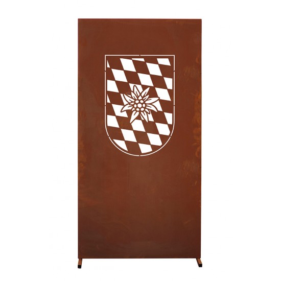 Trennwand Metall mit Bayern-Wappen - Sichtschutzwand Höhe 180 cm