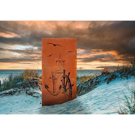 Sichtschutzzaun mit Seefahrer Motiv - Maritime Trennwand Höhe 180 cm