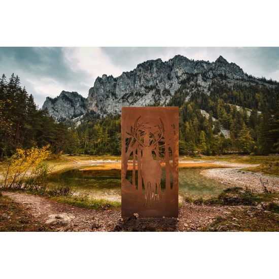 Sichtschutzwand mit Hirsch Motiv - Trennwand Höhe 180 cm