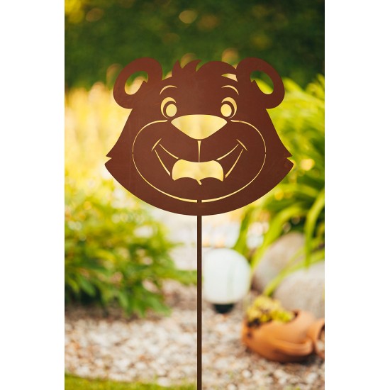 Start Gartenstecker mit dem FCB Maskottchen - Berni - Breite 30 cm Edelrost Gartenstab mit Berni - dem Maskottchen des FC Bayern
