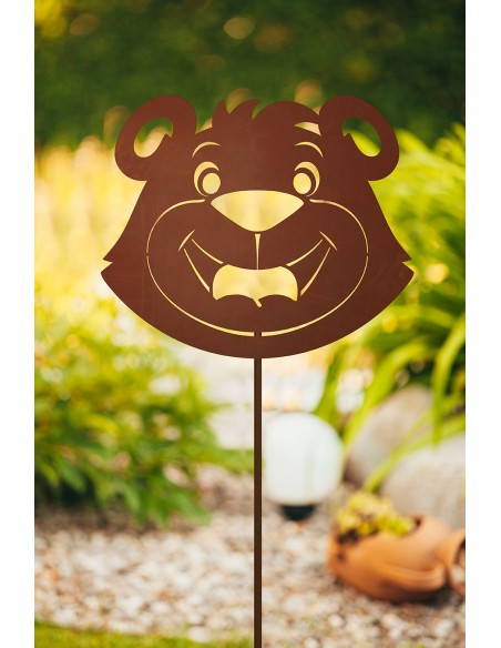 Start Gartenstecker mit dem FCB Maskottchen - Berni - Breite 30 cm Edelrost Gartenstab mit Berni - dem Maskottchen des FC Bayern