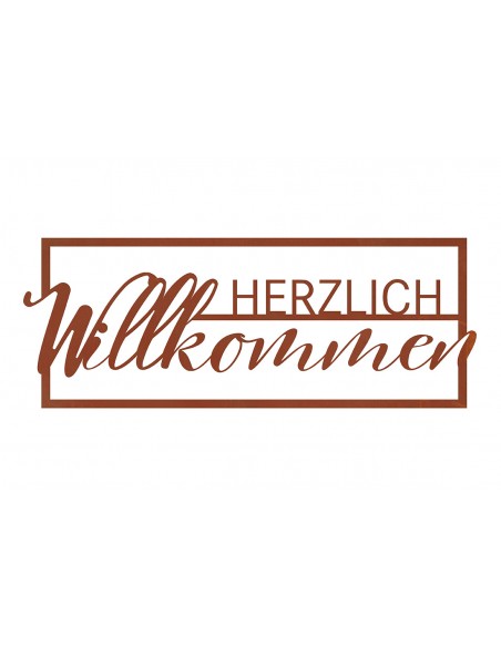 Modernes Metallschild - Herzlich Willkommen - Breite 53 cm