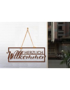 Modernes Metallschild - Herzlich Willkommen - Breite 53 cm 2