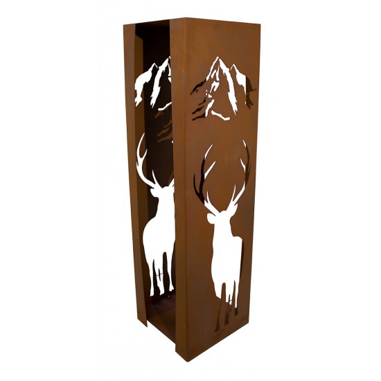 Holzregal aus Metall mit Hirsch Motiv - Höhe 120 cm