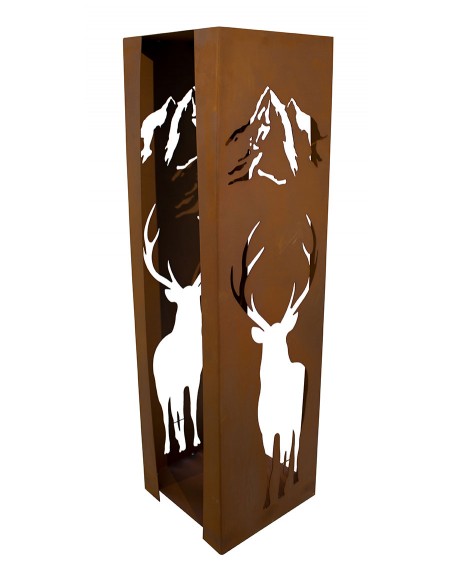 Holzregal aus Metall mit Hirsch Motiv - Höhe 120 cm
