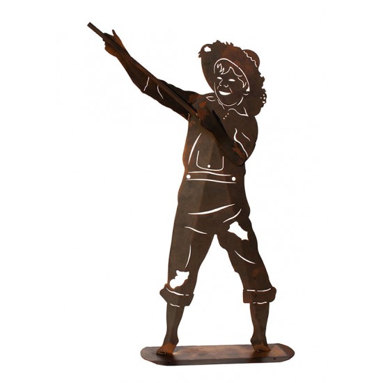 Angler Figur aus Metall - Tom inklusive Glasfisch - Höhe 173 cm