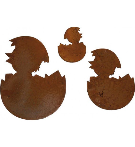 Osterschmuck Edelrost Osterschmuck Küken frisch geschlüpft - Ø 8 cm - für deinen Osterstrauss Die Edelrost Osterstraussanh&auml;