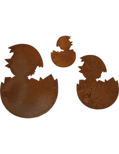 Osterschmuck Edelrost Osterschmuck Küken frisch geschlüpft - Ø 8 cm - für deinen Osterstrauss Die Edelrost Osterstraussanh&auml;