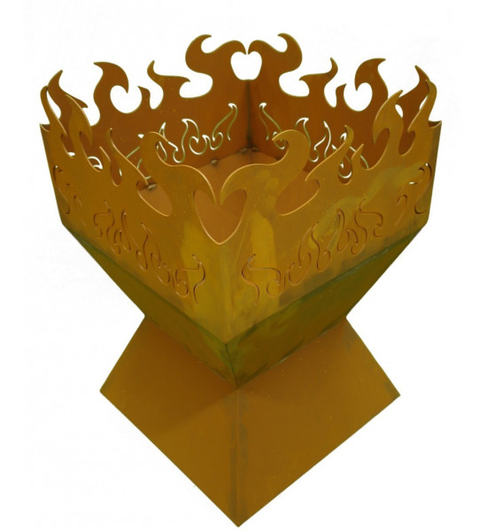 eckige Feuerschalen Feuerkorb - Feuerzauber - rechteckig - Rostige Feuerschale 
Feuerkorb mit tollem Flammenmotiv
Höhe: 60 cm
