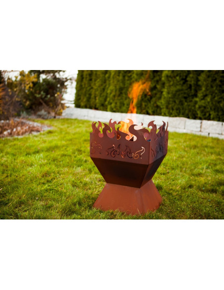 eckige Feuerschalen Feuerkorb - Feuerzauber - rechteckig - Rostige Feuerschale 
Feuerkorb mit tollem Flammenmotiv
Höhe: 60 cm
