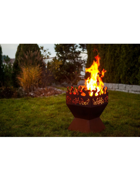 eckige Feuerschalen Feuerkorb - Feuerzauber - rechteckig - Rostige Feuerschale 
Feuerkorb mit tollem Flammenmotiv
Höhe: 60 cm
