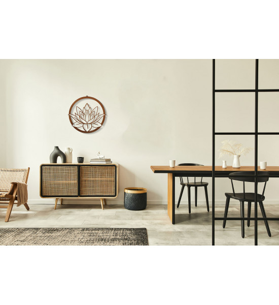 Rundes Wandbild mit Lotusblüte aus Edelrost - Breite 42 cm