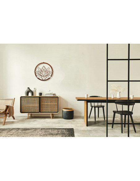 Rundes Wandbild mit Lotusblüte aus Edelrost - Breite 42 cm Rundes Wandbild mit Lotusblüte aus Edelrost - Breite 42 cm