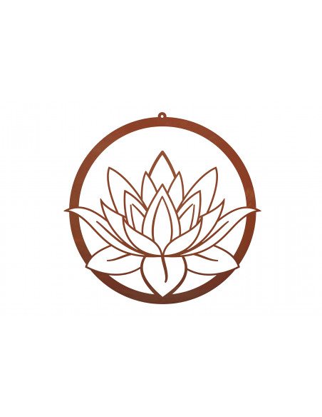 Rundes Wandbild mit Lotusblüte aus Edelrost - Breite 42 cm Rundes Wandbild mit Lotusblüte aus Edelrost - Breite 42 cm
