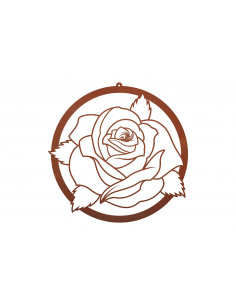 Rundes Metall Wandbild mit Rosenblüte - Breite 41 cm