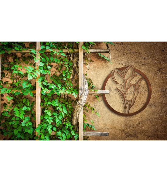 Rundes Wandbild mit Tulpen - Breite 41 cm