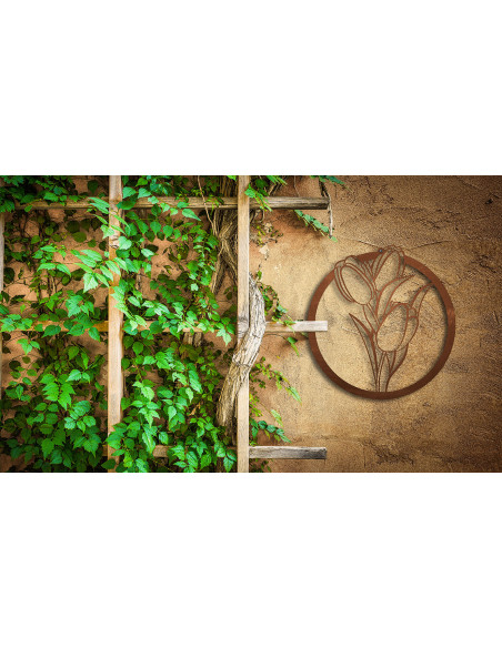 Rundes Wandbild mit Tulpen - Breite 41 cm