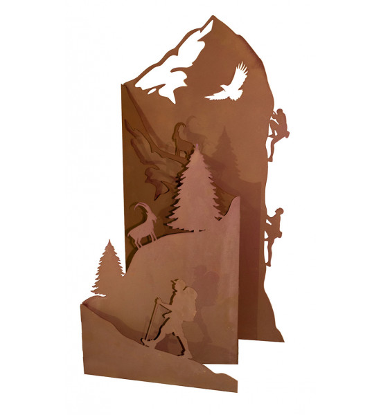 Edelrost Bergdiorama - Gartendeko zum klappen - Höhe 100 cm