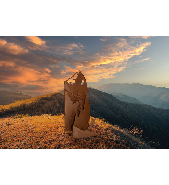 Edelrost Bergdiorama - Gartendeko zum klappen - Höhe 100 cm