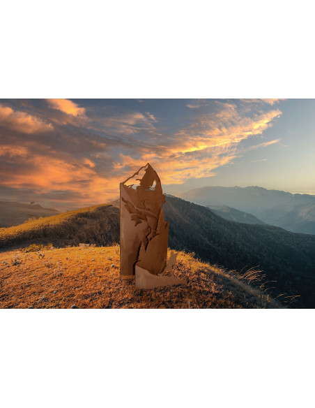 Edelrost Bergdiorama - Gartendeko zum klappen - Höhe 100 cm