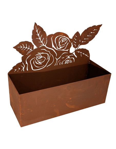Rost Pflanzschale mit Rosen - Höhe 32 cm - kreative Pflanzgefäße