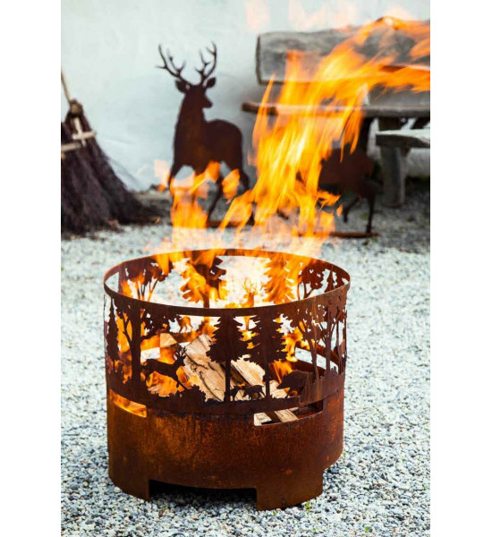 rostige Deko Hirsche und Rehe Feuerschale Rost - Nel Bosco - Tiere im Wald - 45 cm Ø - klein 
Ø 45 cm
Höhe 46 cm
Material-Inf