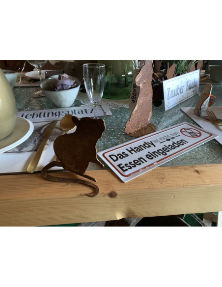 Gartendeko Rost Kleine Deko Maus aus Metall -  mit gebogenem Schwanz 