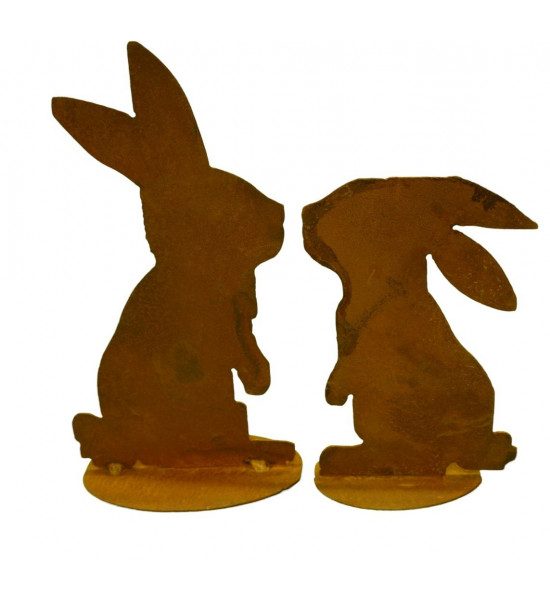 Hasen Edelrost küssender Hase mit Ohren aufgerichtet Höhe 25 cm - Dekoration für Ostern Der Edelrost Dekohase küssend ist ein wu