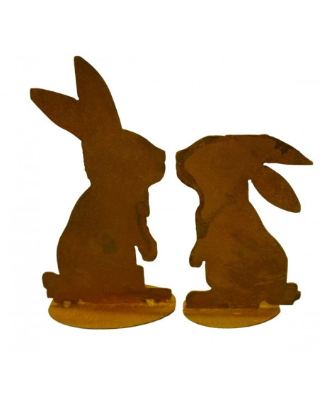 Hasen Edelrost küssender Hase mit Ohren aufgerichtet Höhe 25 cm - Dekoration für Ostern Der Edelrost Dekohase küssend ist ein wu