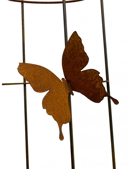 Rankhilfe Metall - Rankgitter und Rankgerüste Ovale Rankilfe mit 4 Schmetterlingen - Höhe 160 cm - Breite 50 cm Staudenhalter 
