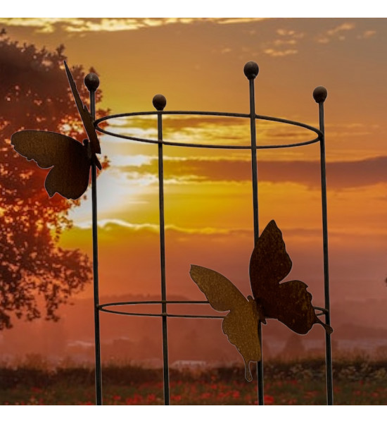 Rankhilfe Metall - Rankgitter und Rankgerüste Ovale Rankilfe mit 4 Schmetterlingen - Höhe 160 cm - Breite 50 cm Staudenhalter 
