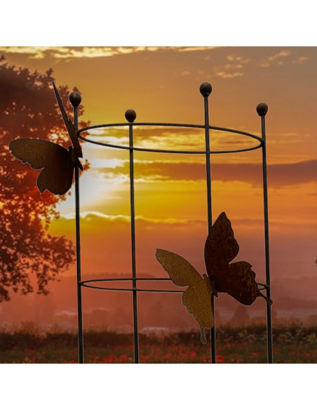 Rankhilfe Metall - Rankgitter und Rankgerüste Ovale Rankilfe mit 4 Schmetterlingen - Höhe 160 cm - Breite 50 cm Staudenhalter 
