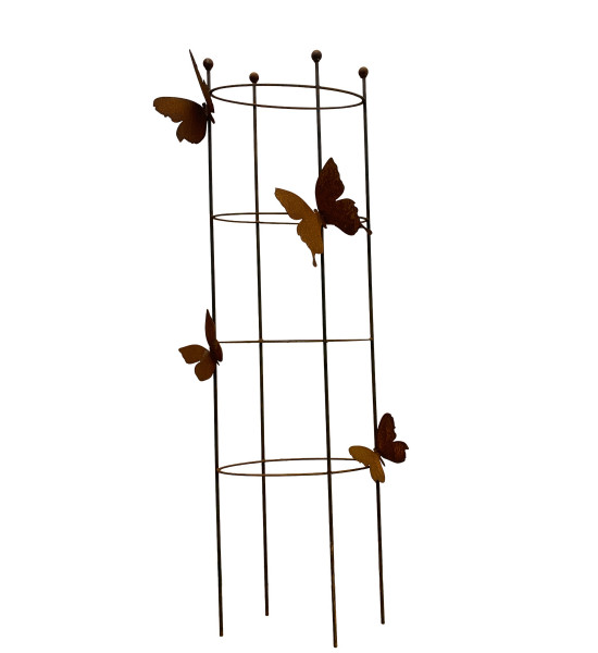 Rankhilfe Metall - Rankgitter und Rankgerüste Ovale Rankilfe mit 4 Schmetterlingen - Höhe 160 cm - Breite 50 cm Staudenhalter 
