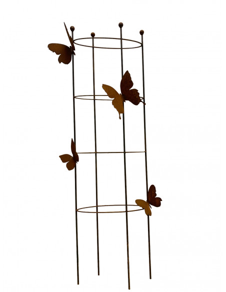 Rankhilfe Metall - Rankgitter und Rankgerüste Ovale Rankilfe mit 4 Schmetterlingen - Höhe 160 cm - Breite 50 cm Staudenhalter 
