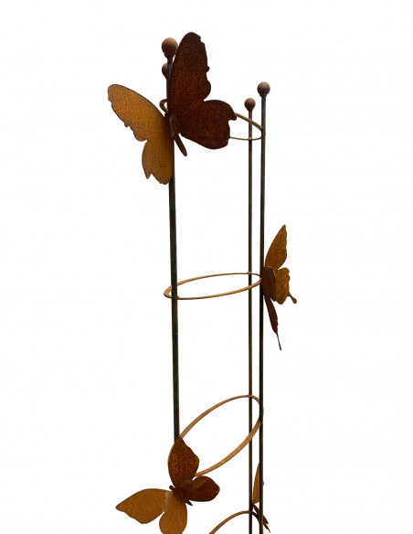 Rankhilfe Metall - Rankgitter und Rankgerüste Ovale Rankilfe mit 4 Schmetterlingen - Höhe 160 cm - Breite 50 cm Staudenhalter 
