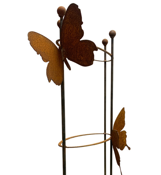 Rankhilfe Metall - Rankgitter und Rankgerüste Ovale Rankilfe mit 4 Schmetterlingen - Höhe 160 cm - Breite 50 cm Staudenhalter 
